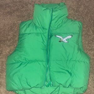 Philadelphia Eagles Green Puffer Vest with Embroidered Eagle
